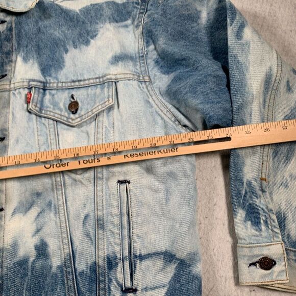 Levis Denim Jacket Adult Large Blue Acid Wash Dark 70507-0214 Distressed 80s 90s - Picture 7 of 9